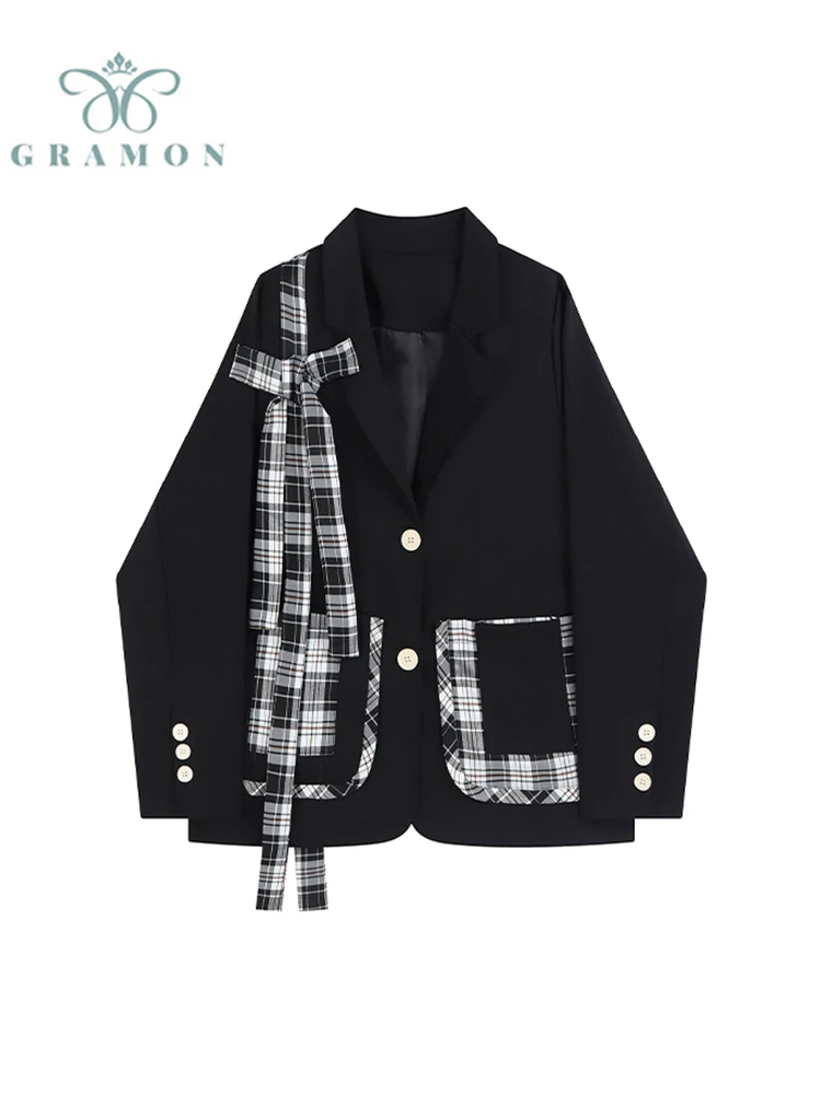 2022 Autumn Winter Women Suit Jacket Fashion Vintage Button Suit Coats Female Casual Bandage Blazers Black Patchwork Outerwears
2022 Autumn Winter Women Suit Jacket Fashion Vintage Button Suit Coats Female Casual Bandage Blazers Black Patchwork Outerwears