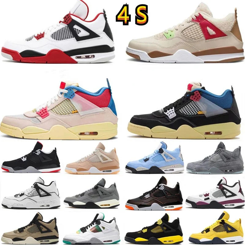 

High 4s 4 Basketball shoes University blue Wild Things shimmer Black Cat Lightning union noir Fire red bred Pure Money metallic