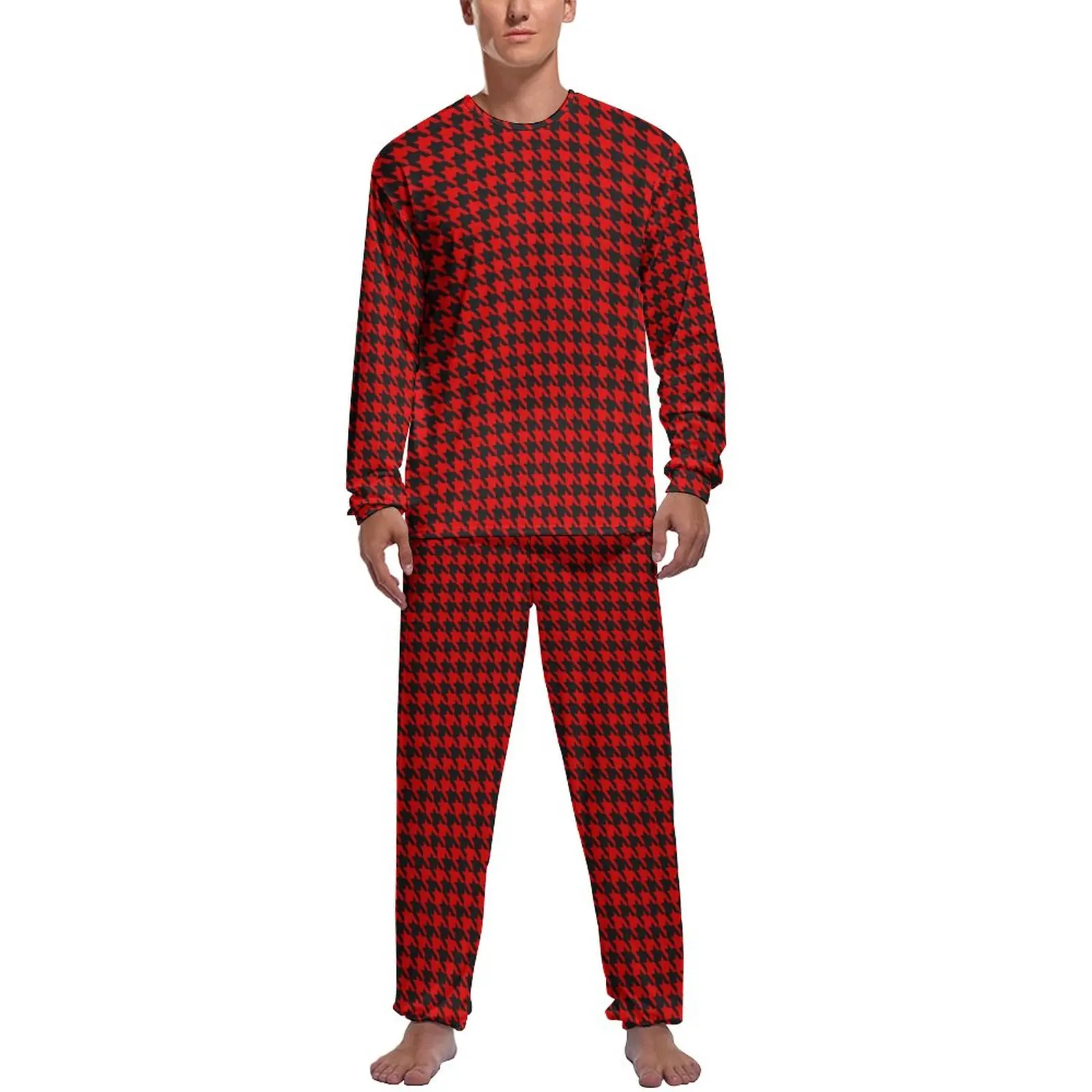 Houndstooth Print Pajamas Long-Sleeve Red And Black 2 Piece Aesthetic Pajama Sets Winter Male Design Romantic Sleepwear
Houndstooth Print Pajamas Long-Sleeve Red And Black 2 Piece Aesthetic Pajama Sets Winter Male Design Romantic Sleepwear