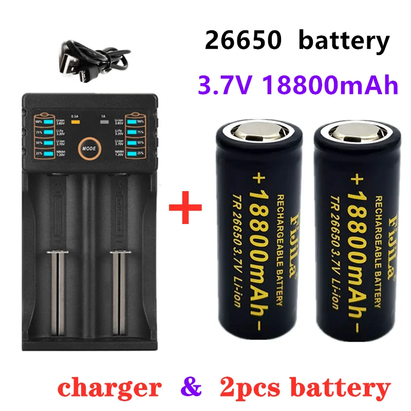 100% Original hohe qualität 26650 batterie 18800mAh 3,7 V 50A lithium-ionen akku für LED taschenlampe + ladegerät
100% Original hohe qualität 26650 batterie 18800mAh 3,7 V 50A lithium-ionen akku für LED taschenlampe + ladegerät