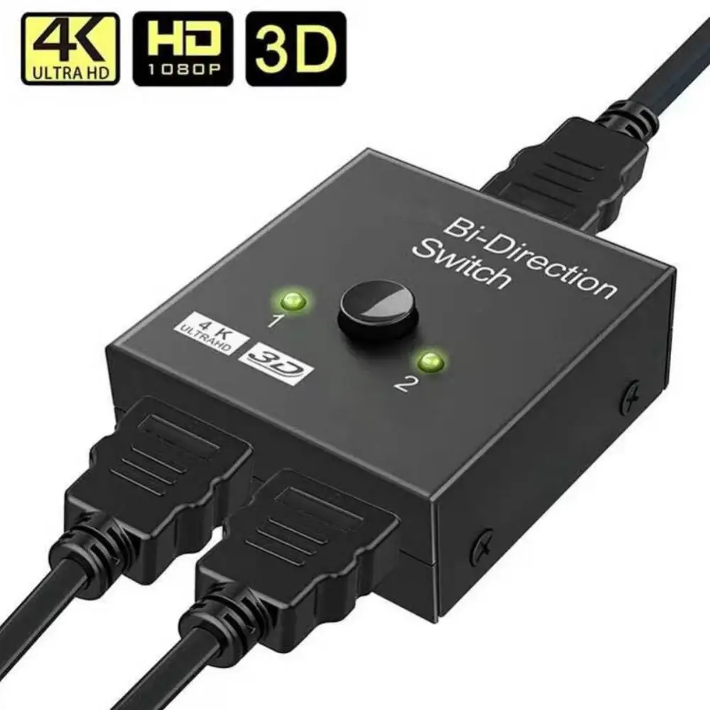 

4K HDMI Switch 2 Ports Bi-directional HDMI Switcher HD 4K 3D HDR HDCP Splitter Supports Ultra For PS4 Xbox HDTV Switcher Adapter