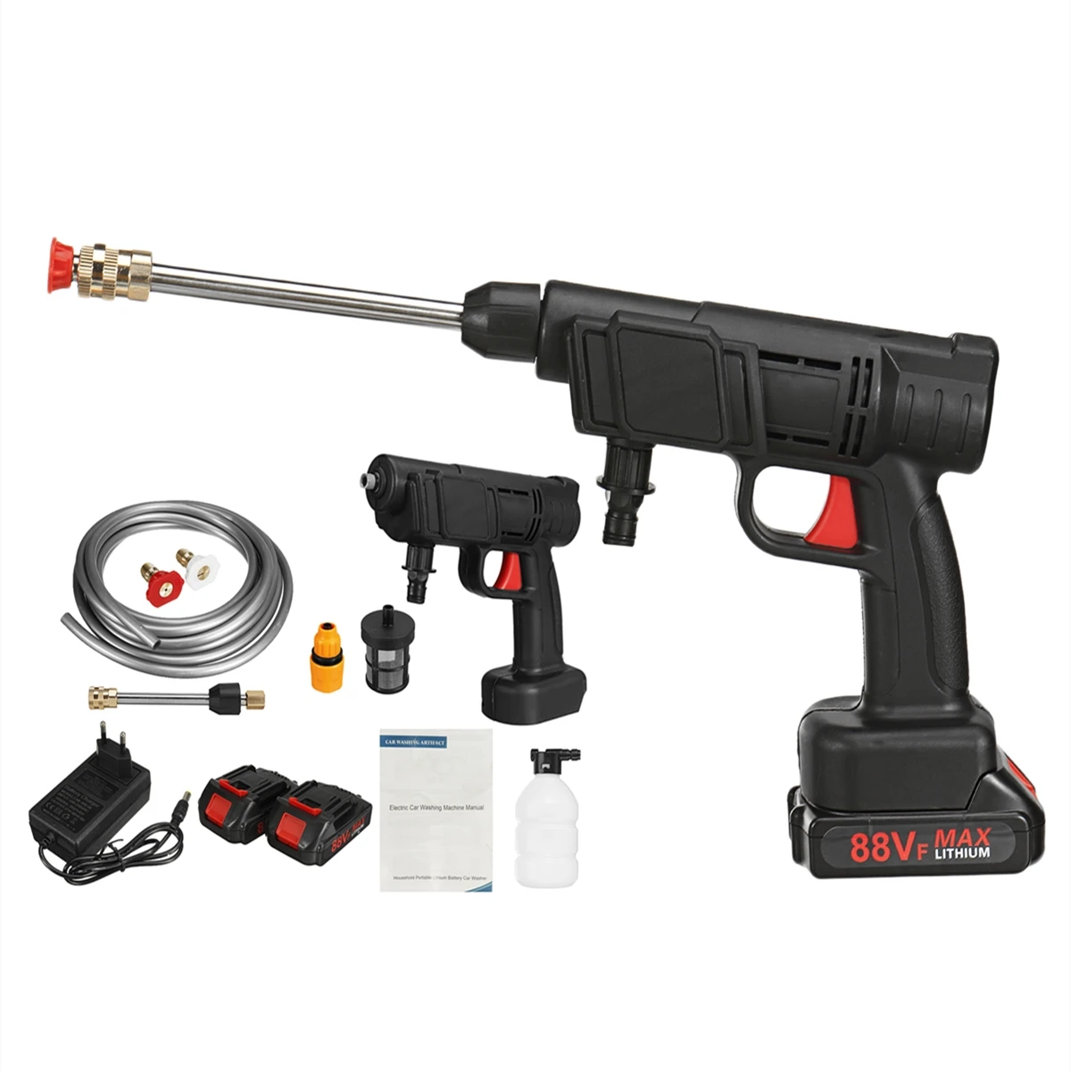 88V 1500W Cordless High Pressure Car Wash Washer Gun Foam Generator Water Gun Spray Cleaner Protable Washing Machine
88V 1500W Cordless High Pressure Car Wash Washer Gun Foam Generator Water Gun Spray Cleaner Protable Washing Machine