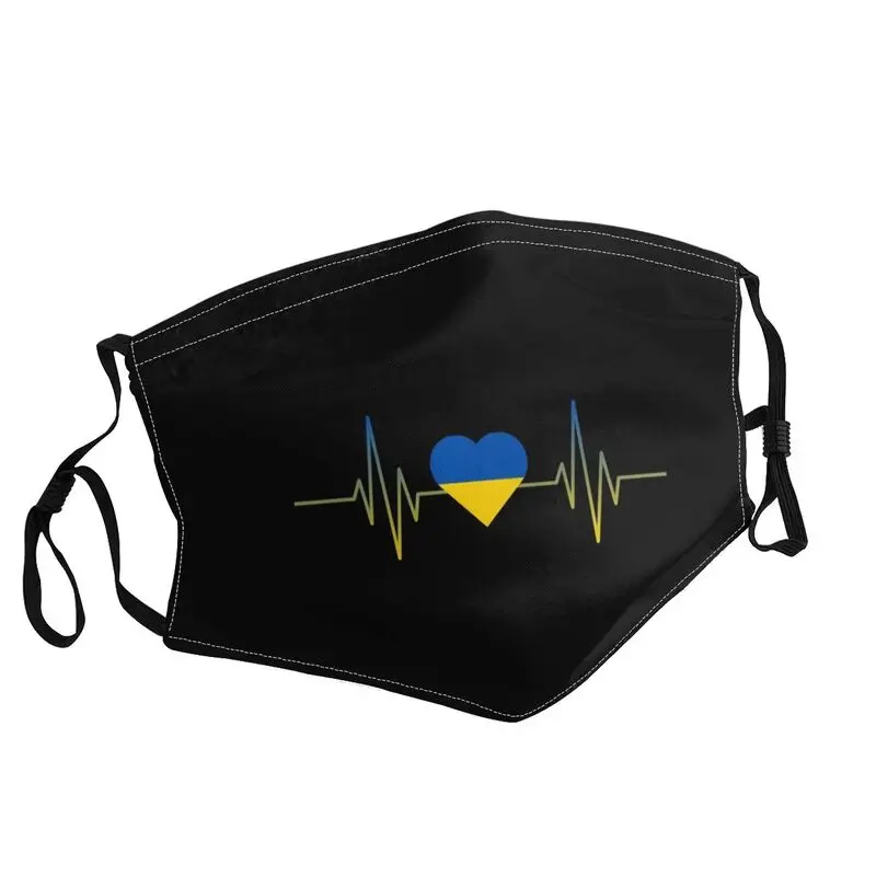 

Ukraine Heartbeat Flag Mask Dustproof Reusable Ukrainian Patriotic Face Mask Protection Cover Men Respirator Mouth Muffle