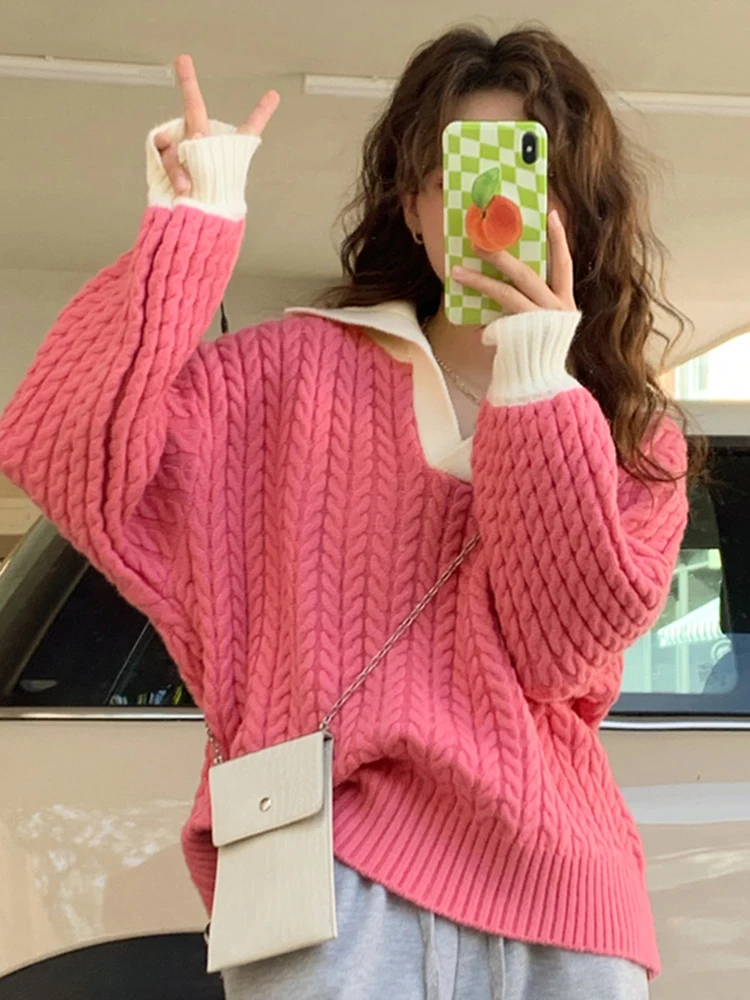 Winter Pullover Sweater Women Knitted Sweaters Solid Turn-down Collar Long Sleeve Top Soft Warm Pullovers Jumper Sueter Mujer
Winter Pullover Sweater Women Knitted Sweaters Solid Turn-down Collar Long Sleeve Top Soft Warm Pullovers Jumper Sueter Mujer