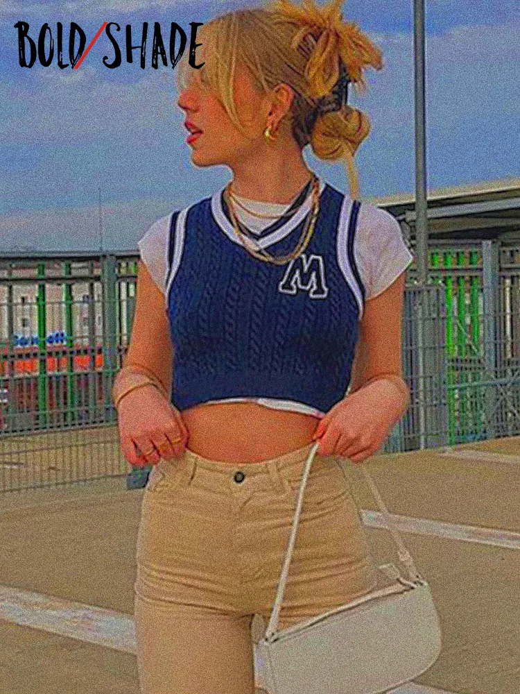 Bold Shade Indie Aesthetic Knitted Tanks Letter Print Sleeveless Streetwear 90s Crop Tops Slim Preppy Style Sweater Vests Women
Bold Shade Indie Aesthetic Knitted Tanks Letter Print Sleeveless Streetwear 90s Crop Tops Slim Preppy Style Sweater Vests Women