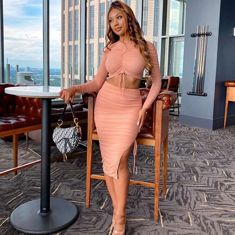 2022 women's new skirt suit fashion mesh drawstring pleated 2-piece skirt suit women
2022 women's new skirt suit fashion mesh drawstring pleated 2-piece skirt suit women