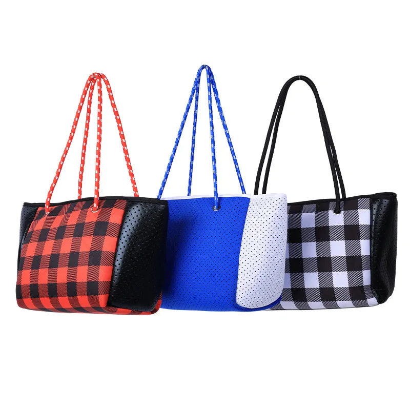 

Women Neoprene Tote Bags Summer Shopping Shoulder Bag Waterproof Travel Vacation Diaper Carry Bags