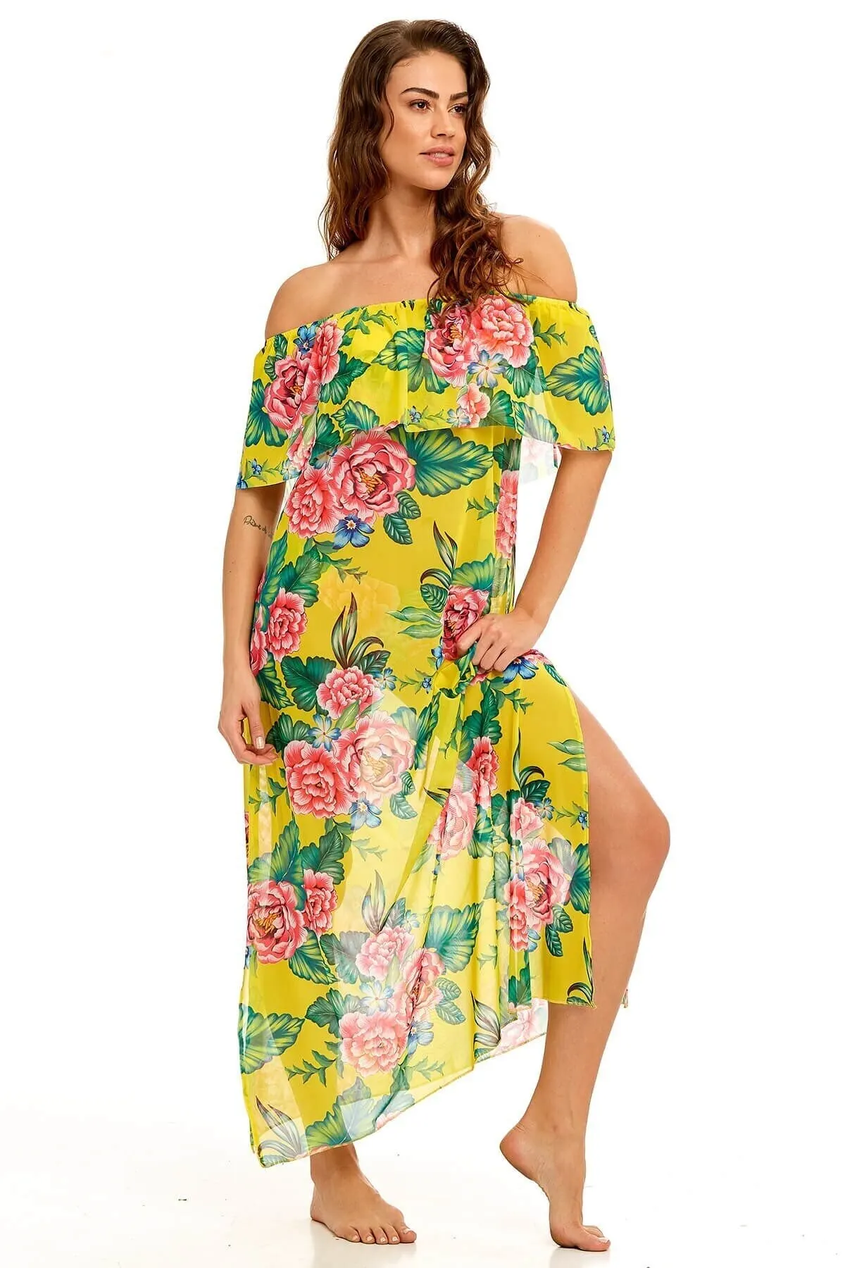 Women's Pareo Yellow Flower pattern Flywheel Long Swimwear Cover Dress Sexy Tunic Suit Beachwear Female Beach Bikini Cover
Women's Pareo Yellow Flower pattern Flywheel Long Swimwear Cover Dress Sexy Tunic Suit Beachwear Female Beach Bikini Cover