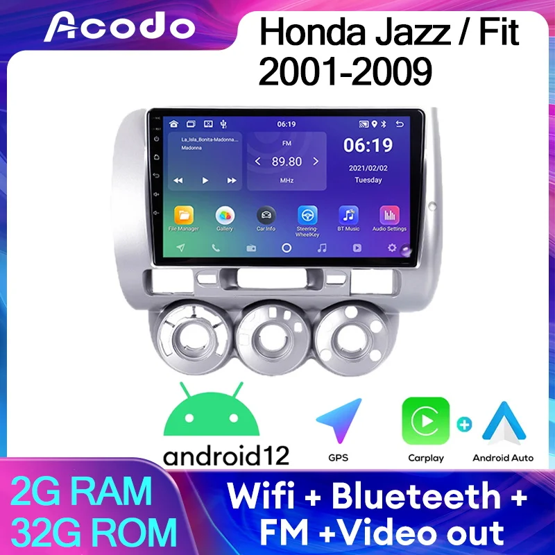 Автомобильный мультимедийный плеер Acodo для Honda Jazz / Fit 2001 - 2009 WiFi BT FM IPS экран GPS CarPlay Авто SWC Радио стерео
Автомобильный мультимедийный плеер Acodo для Honda Jazz / Fit 2001 - 2009 WiFi BT FM IPS экран GPS CarPlay Авто SWC Радио стерео
