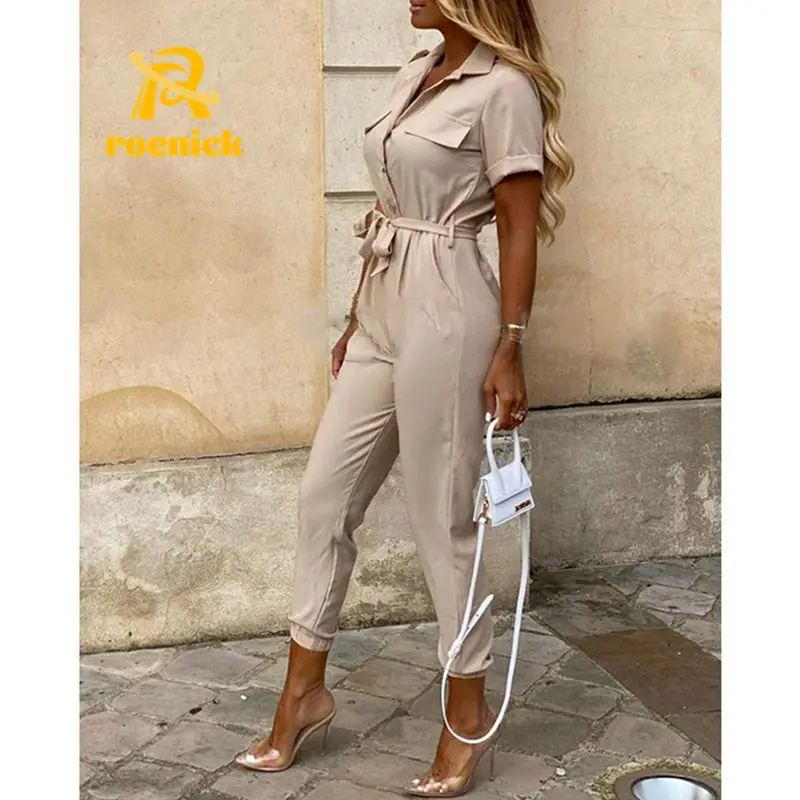 ROENICK Women Lapel Button-Up Short Sleeve Jumpsuits Multicolor Pencil Pants Rompers Fashion Casual Overalls Summer Jumpsuits
ROENICK Women Lapel Button-Up Short Sleeve Jumpsuits Multicolor Pencil Pants Rompers Fashion Casual Overalls Summer Jumpsuits