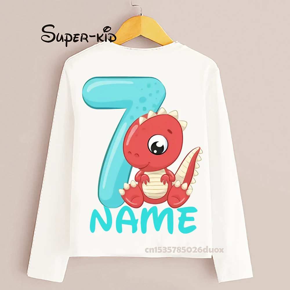 Boys Girls Number 1-10 Dinosaur Birthday Customized Name Long Sleeve T-shirt 2022 Spring Autumn Birthday Kids Clothes DLKP512
Boys Girls Number 1-10 Dinosaur Birthday Customized Name Long Sleeve T-shirt 2022 Spring Autumn Birthday Kids Clothes DLKP512