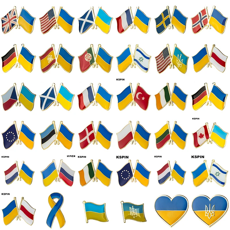 

USA Ukraine United Kingdom Ukraine Poland Ukraine Denmark Ukraine Sweden Ukrainn flag badge Flag Lapel Pin Brooch 10pcs a Lot