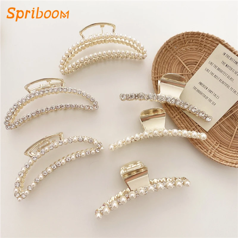 Luxury Rhinestone Pearl Women Hair Claws Retro Hiqh Qualty Metal Half Moon Shiny Hairclip Large Hairpin Makeup Elegant Headdress
Luxury Rhinestone Pearl Women Hair Claws Retro Hiqh Qualty Metal Half Moon Shiny Hairclip Large Hairpin Makeup Elegant Headdress