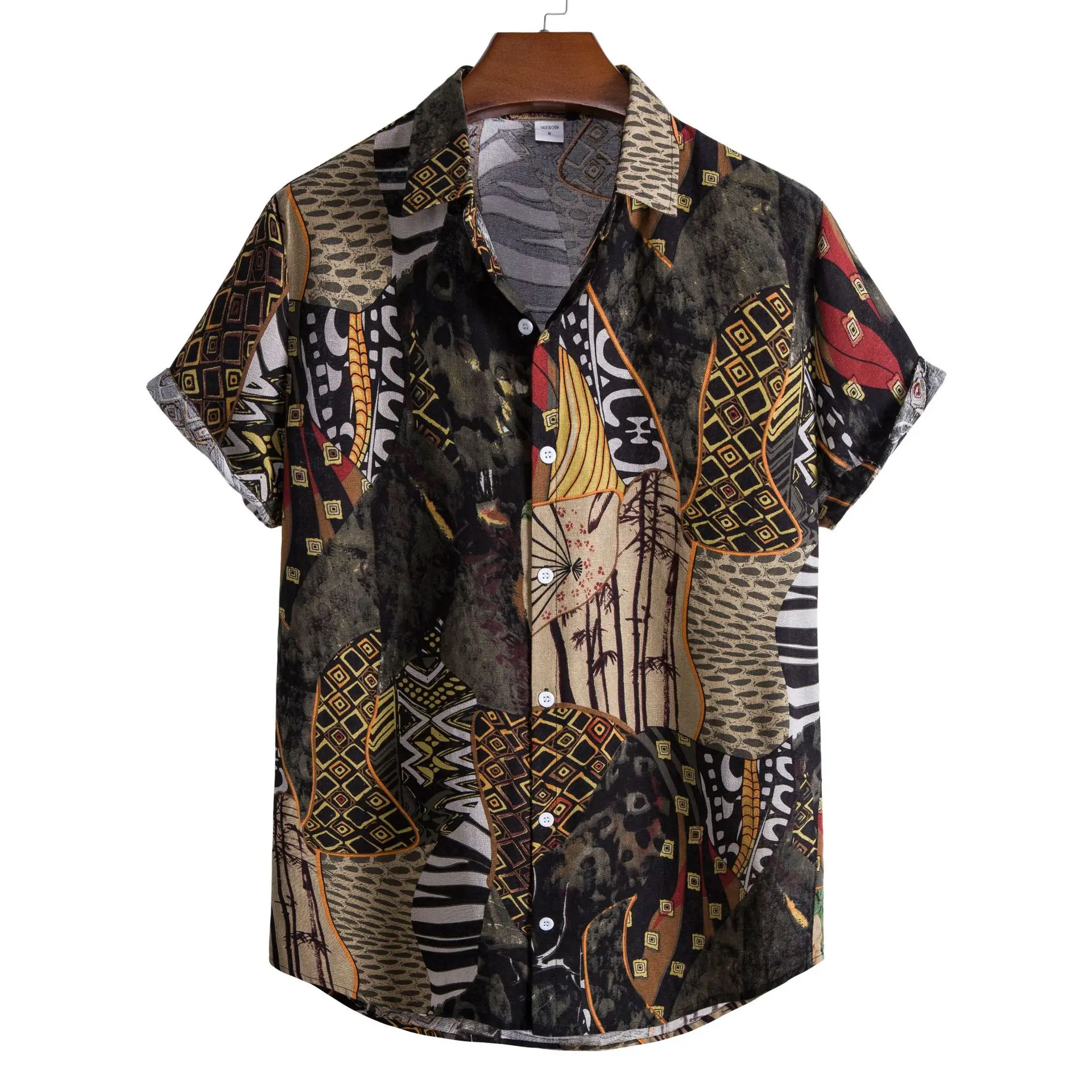 Mens Vintage Shirts Short Sleeve Printing Button Up Lapel Casual Shirts Loose Summer Tops
Mens Vintage Shirts Short Sleeve Printing Button Up Lapel Casual Shirts Loose Summer Tops