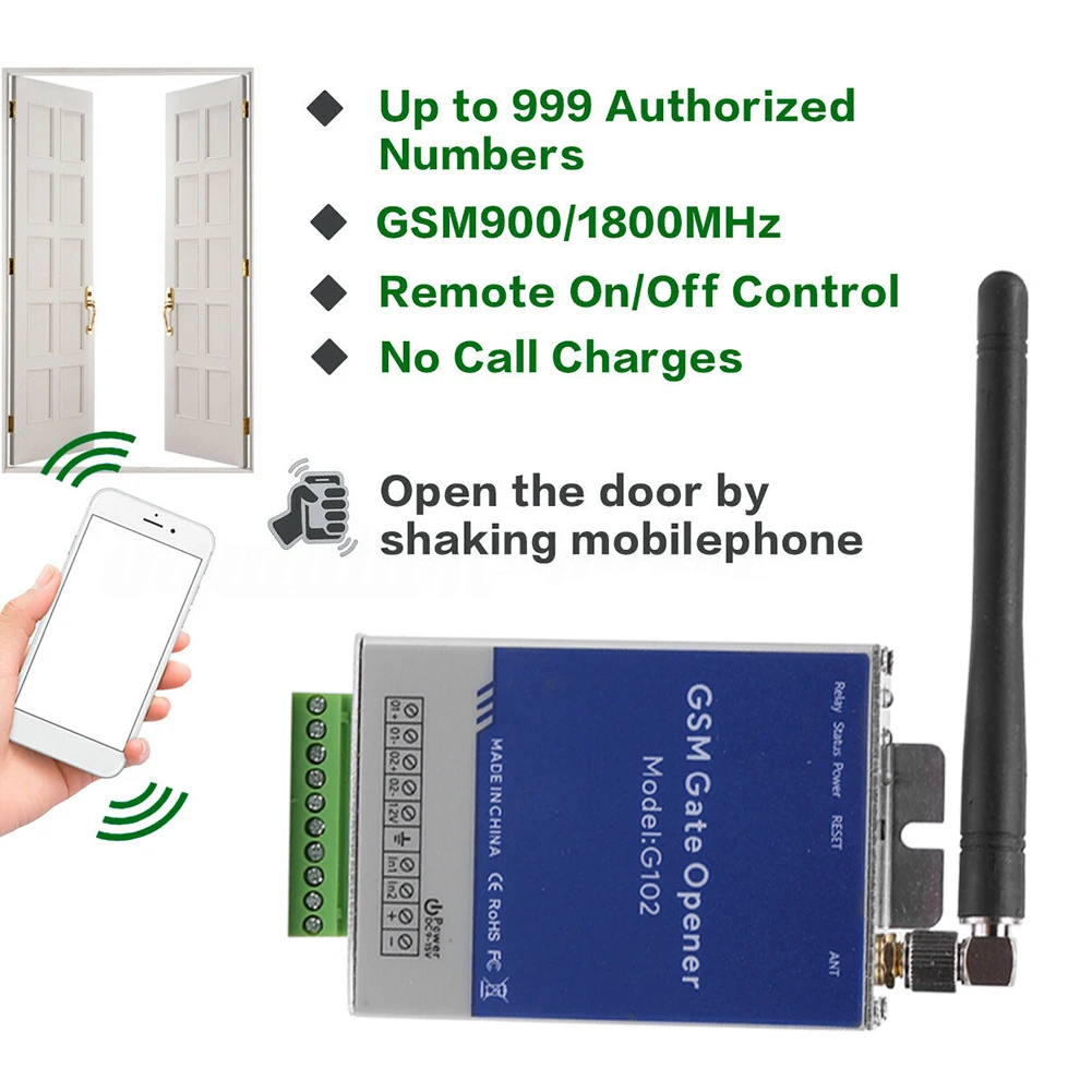 G102 GSM Gate Opener Relay Switch Wireless Remote Control Door Access Mobile Phone Remote WiFi Controller for Smart Home Garage
G102 GSM Gate Opener Relay Switch Wireless Remote Control Door Access Mobile Phone Remote WiFi Controller for Smart Home Garage