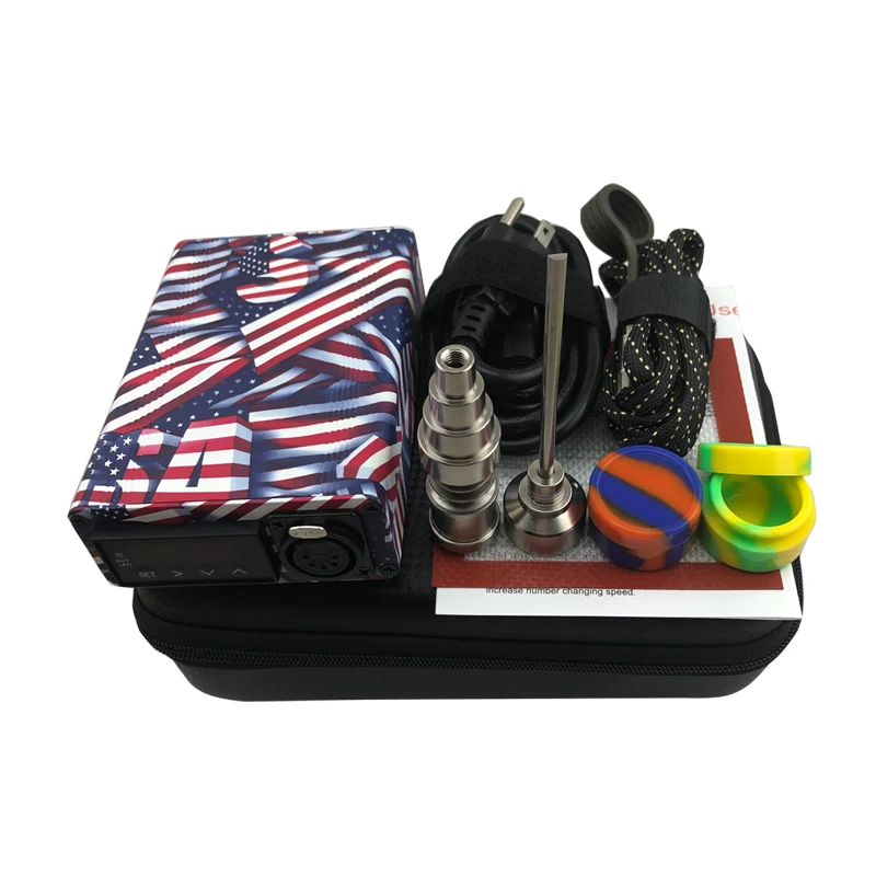 Флаг США E-Nail Enail Dab Kit с электрическим цифровым ПИД-контроллером нагревательная катушка 6 в 1 титановый гвоздь для стеклянных косточек
Флаг США E-Nail Enail Dab Kit с электрическим цифровым ПИД-контроллером нагревательная катушка 6 в 1 титановый гвоздь для стеклянных косточек