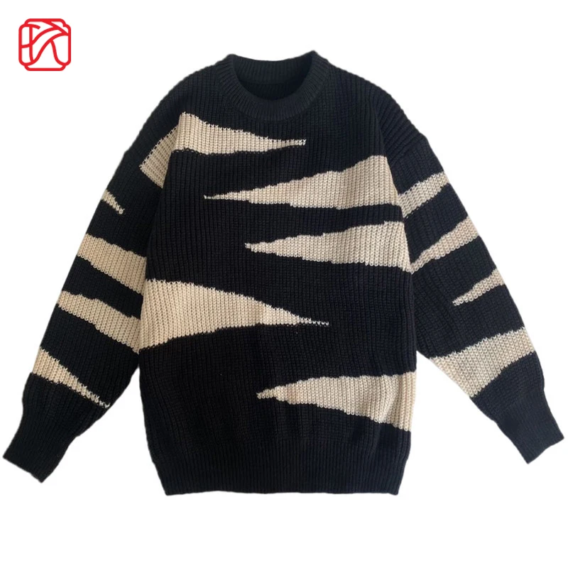 Hong Kong Style Retro Zebra Pattern Sweaters Men's Spring Autumn Loose Pullover Sweater Men Harajuku Thicken Casual Knit Sweater
Hong Kong Style Retro Zebra Pattern Sweaters Men's Spring Autumn Loose Pullover Sweater Men Harajuku Thicken Casual Knit Sweater