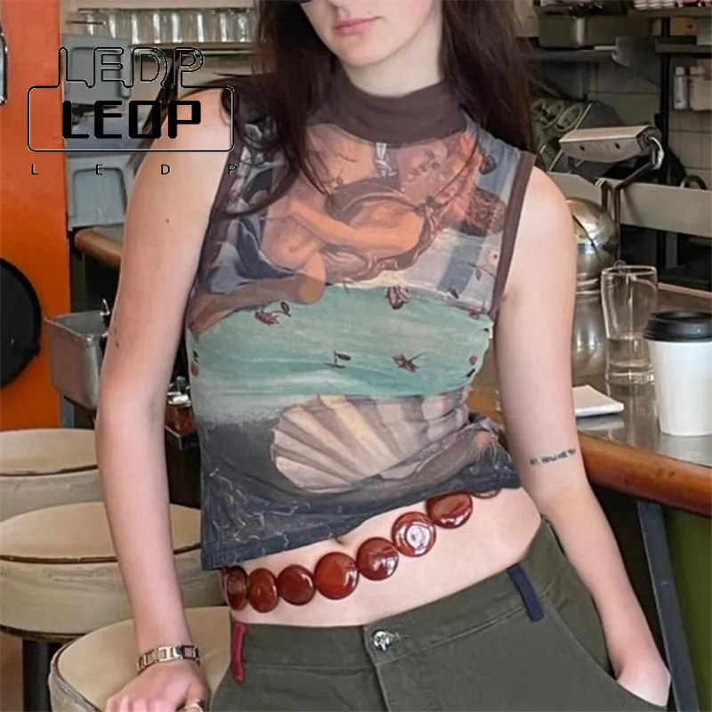 Summer Patchwork Mesh Top Retro Literary Abstract Print Transparent Top Y2k Aesthetic Vest Gothic Harajuku Style Short Top Women 
Summer Patchwork Mesh Top Retro Literary Abstract Print Transparent Top Y2k Aesthetic Vest Gothic Harajuku Style Short Top Women