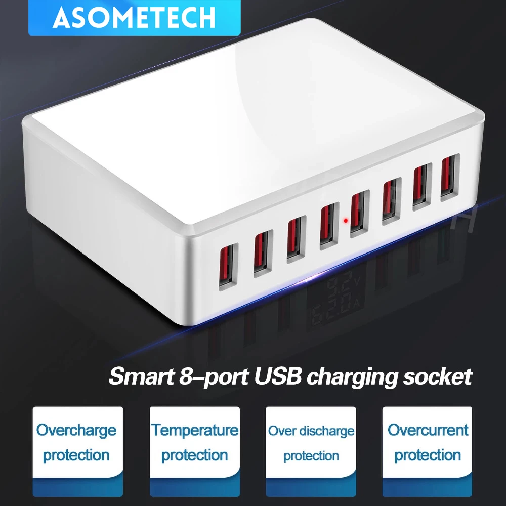 40W USB Phone Charger Portable USB Desktop Smart Charging Station for Tablet Phone 8 Ports USB Device Travel Power Adapter
40W USB Phone Charger Portable USB Desktop Smart Charging Station for Tablet Phone 8 Ports USB Device Travel Power Adapter