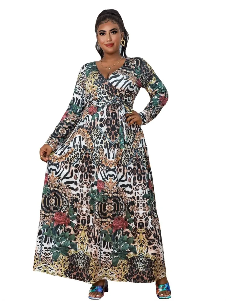 Long African Dresses For Women Lace Up High Waist V Neck Robes Autumn New Print Streetwear Casual Dashiki African Dress Vestidos
Long African Dresses For Women Lace Up High Waist V Neck Robes Autumn New Print Streetwear Casual Dashiki African Dress Vestidos