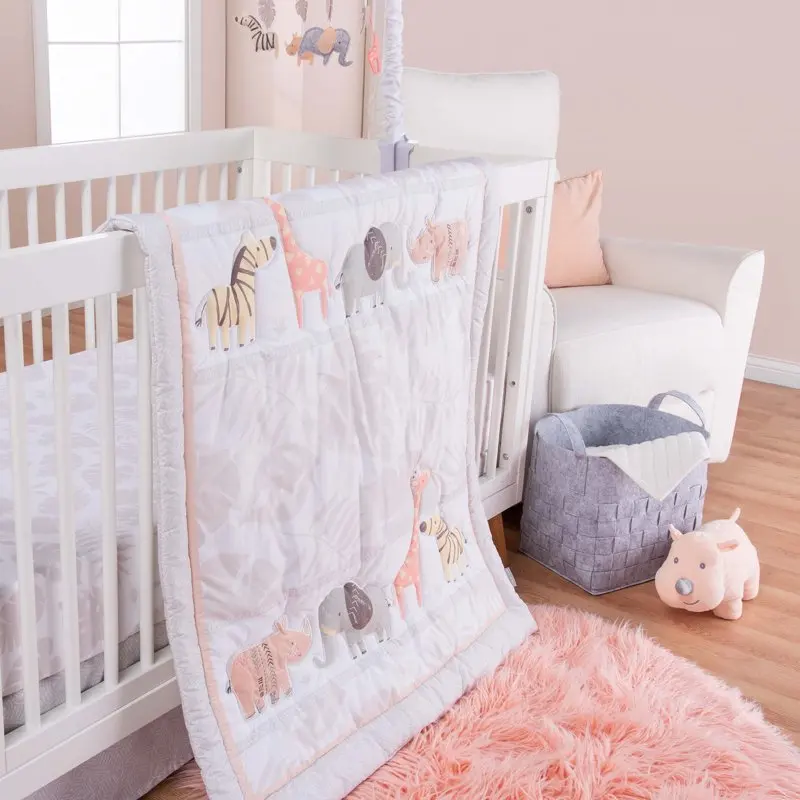 Sweet Jungle 3 Piece Crib Bedding Set for Baby Girl - Pink, Yellow & Gray.
Sweet Jungle 3 Piece Crib Bedding Set for Baby Girl - Pink, Yellow & Gray.