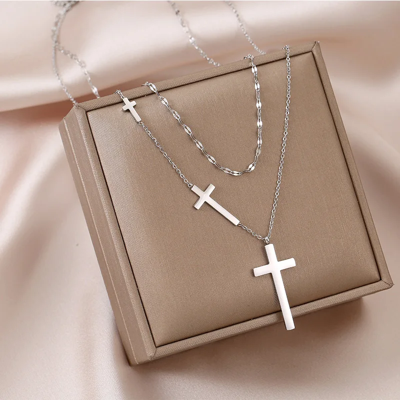 2023 New 316L Stainless Steel Cross Double Layer Necklace Female Choker Simple Necklace For Women Rustproof Jewelry Party Gift
2023 New 316L Stainless Steel Cross Double Layer Necklace Female Choker Simple Necklace For Women Rustproof Jewelry Party Gift
