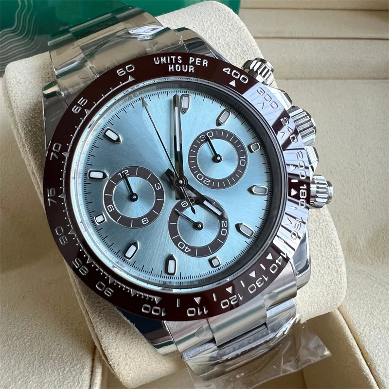 High Quality Luxury Men's Watch Automatic Mechanical Stainless Steel Business Fashion Blue Black Ceramic Bezel Panda Dial
High Quality Luxury Men's Watch Automatic Mechanical Stainless Steel Business Fashion Blue Black Ceramic Bezel Panda Dial