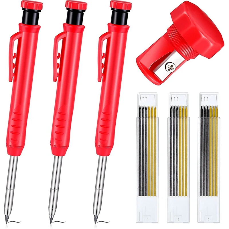 3 Pieces Solid Carpenter Pencil with Sharpener and 18 Refill Leads, Carpenter Pencil Set for Carpenters Draft Drawing
3 Pieces Solid Carpenter Pencil with Sharpener and 18 Refill Leads, Carpenter Pencil Set for Carpenters Draft Drawing