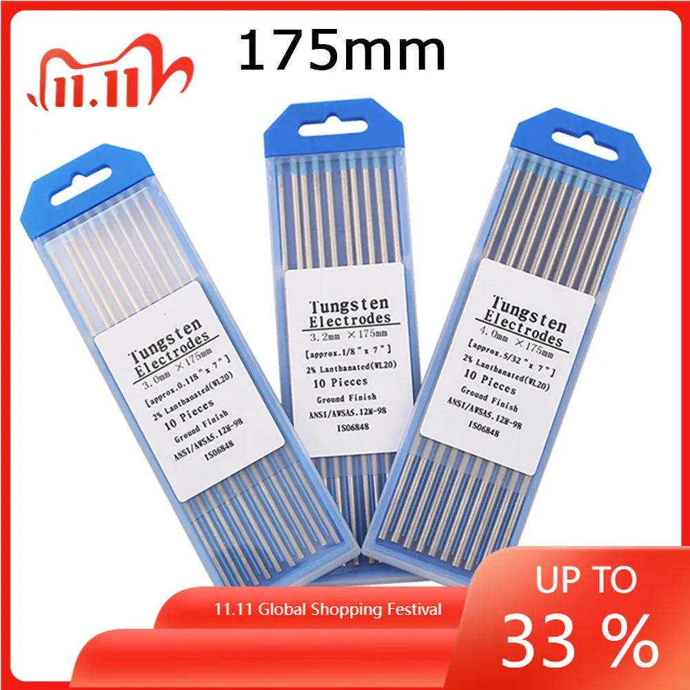 10Pcs WL20 Professional Tungsten Electrodes Welding Electrode Tig Rods 1.0/1.6 /2.0/2.4/3.0/3.2/4.0*175mm
10Pcs WL20 Professional Tungsten Electrodes Welding Electrode Tig Rods 1.0/1.6 /2.0/2.4/3.0/3.2/4.0*175mm