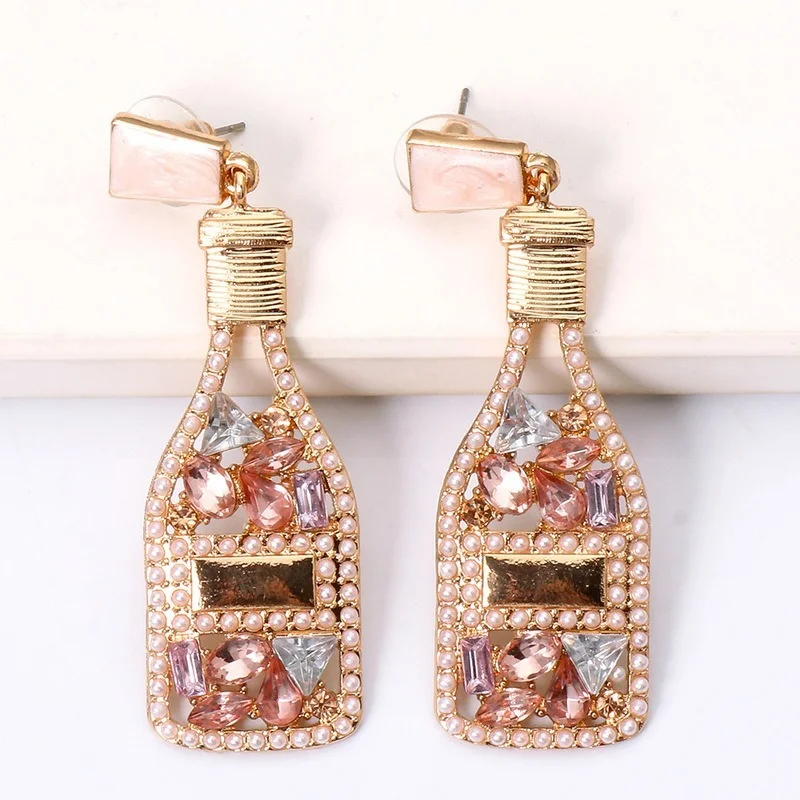 Minar Dainty Full Rhinestones Champagne Bottle Dangle Earrings for Woemn Shiny Crystal Pearls Wine Bottle Hanging Earrings Gifts
Minar Dainty Full Rhinestones Champagne Bottle Dangle Earrings for Woemn Shiny Crystal Pearls Wine Bottle Hanging Earrings Gifts