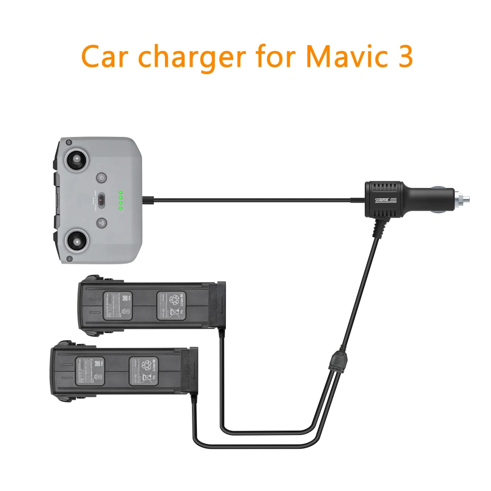 

Автомобильное зарядное устройство 3 в 1 для DJI Mavic 3, интеллектуальный зарядный концентратор для аккумулятора и автомобильный разъем FPV, USB-ада...