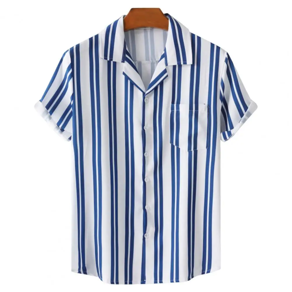 Stripes Simple Casual shirts Lapel Short Sleeve Patch Pocket Buttons Closure Ice Silk Men Shirt Summer Hawaii Shirt Beachwear
Stripes Simple Casual shirts Lapel Short Sleeve Patch Pocket Buttons Closure Ice Silk Men Shirt Summer Hawaii Shirt Beachwear