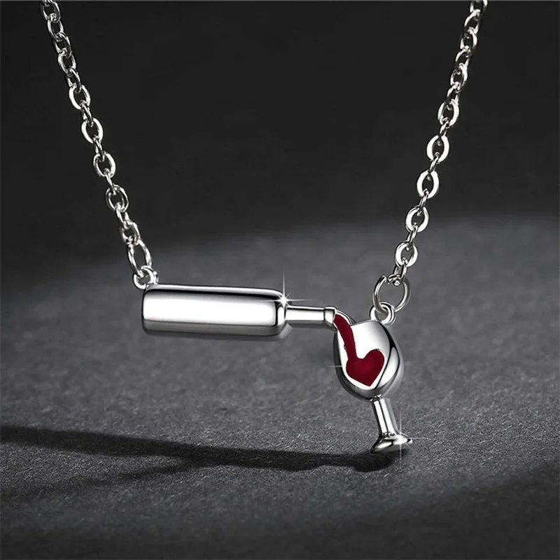 Creative Design Wine Bottle Necklace Female Personality Love Diamond Red Wine Bottle Goblet Attend Banquet Clavicle Chain
Creative Design Wine Bottle Necklace Female Personality Love Diamond Red Wine Bottle Goblet Attend Banquet Clavicle Chain