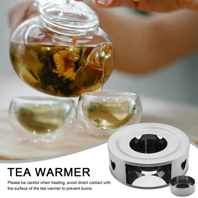 

Tea Warmer Stainless Steel Warmer With Round Candle Holder Heating Base Tea And Coffee Stove Outdoor Convenient Heater Teapot