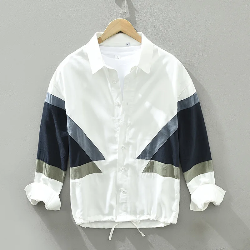 Fashion Drawstring Shirt for Men Unique Contrast Color Modern Design Patchwork Casual Lapel Simple Handsome Youth Male Tops
Fashion Drawstring Shirt for Men Unique Contrast Color Modern Design Patchwork Casual Lapel Simple Handsome Youth Male Tops