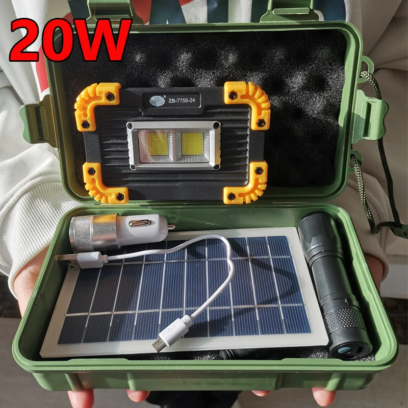 20W High Power LED Flashlight Solar Panel Kit Travel Light for Camping Lantern Led Lamp Battery Solar Charger Set Camping Hiking
20W High Power LED Flashlight Solar Panel Kit Travel Light for Camping Lantern Led Lamp Battery Solar Charger Set Camping Hiking