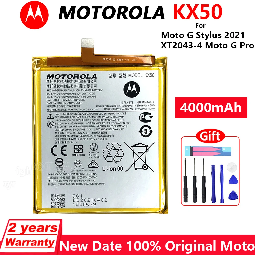 

Оригинальный аккумулятор Motorola 4000 мАч для Motorola Moto KX50 KX 50 новые высококачественные батареи с инструментами + номер для отслеживания