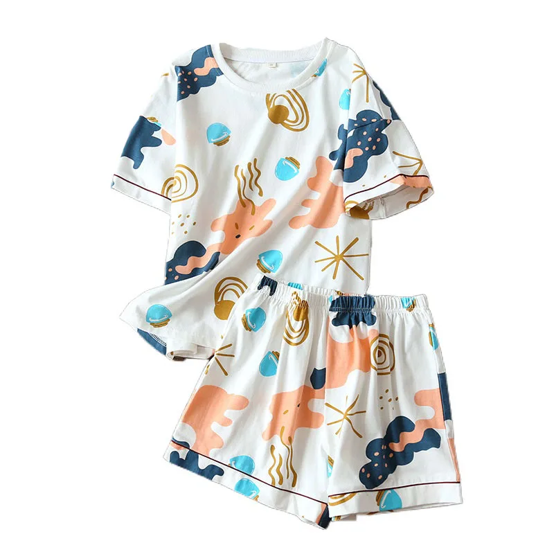 Cotton Knitted Pullover Women Pijama Short-sleeved Shorts Summer Two Piece Set Women Loose Casual Homewear Female Pajamas Suit
Cotton Knitted Pullover Women Pijama Short-sleeved Shorts Summer Two Piece Set Women Loose Casual Homewear Female Pajamas Suit