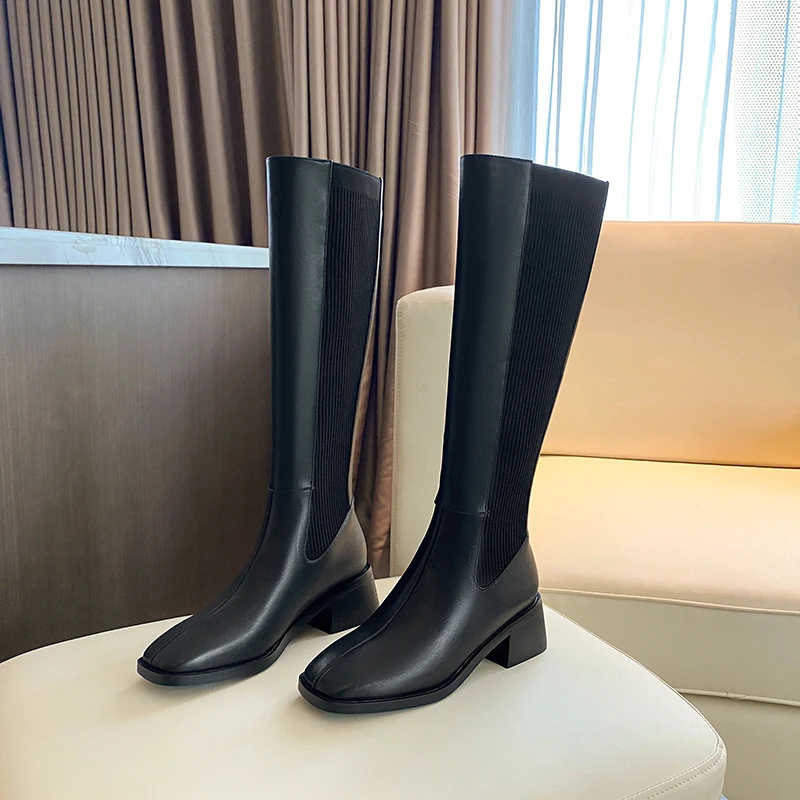 2022 new Autumn and winter Women knee-high boots 22-25cmcowhide + knitted fabric patchwork sock boots Fashion Chimney Boots
2022 new Autumn and winter Women knee-high boots 22-25cmcowhide + knitted fabric patchwork sock boots Fashion Chimney Boots