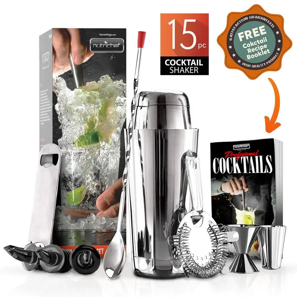 Mixology Bartender Cocktail Shaker Set - 15 & 30 oz Stainless Steel Cocktail Bar Set Mix Drink Shaker Kit -
Mixology Bartender Cocktail Shaker Set - 15 & 30 oz Stainless Steel Cocktail Bar Set Mix Drink Shaker Kit -