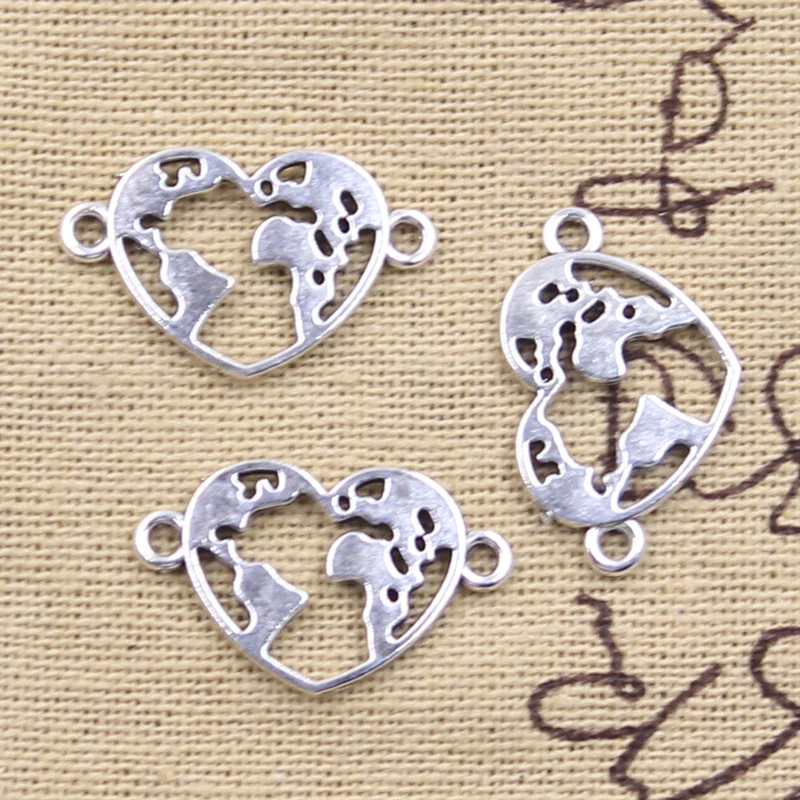 20pcs Charms Heart Earth Map Link 15x24mm Antique Silver Color Pendants Making DIY Handmade Tibetan Finding Jewelry
20pcs Charms Heart Earth Map Link 15x24mm Antique Silver Color Pendants Making DIY Handmade Tibetan Finding Jewelry