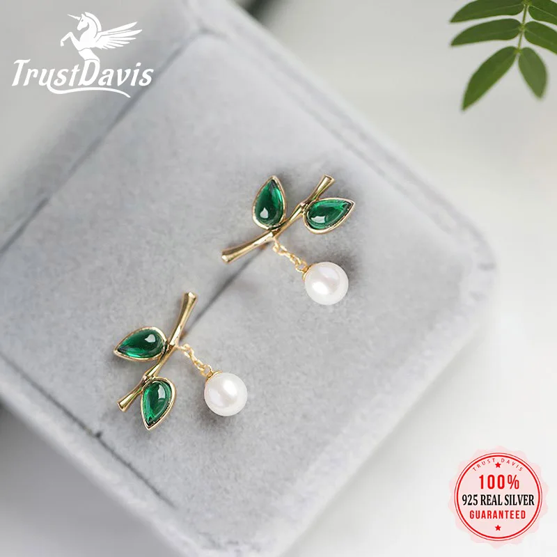 TrustDavis Fashion Bamboo Leaf Stud Earrings Real 925 Sterling Silver Earring with Pearl Plant for Women Birthday Jewelry J140
TrustDavis Fashion Bamboo Leaf Stud Earrings Real 925 Sterling Silver Earring with Pearl Plant for Women Birthday Jewelry J140