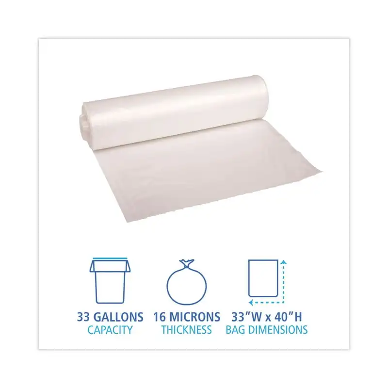 Density Industrial Trash Bags Coreless Rolls, 33 gal, 16 microns, 33 x 40, Natural, 25 Bags/Roll, 10 Rolls/Carton
Density Industrial Trash Bags Coreless Rolls, 33 gal, 16 microns, 33 x 40, Natural, 25 Bags/Roll, 10 Rolls/Carton
