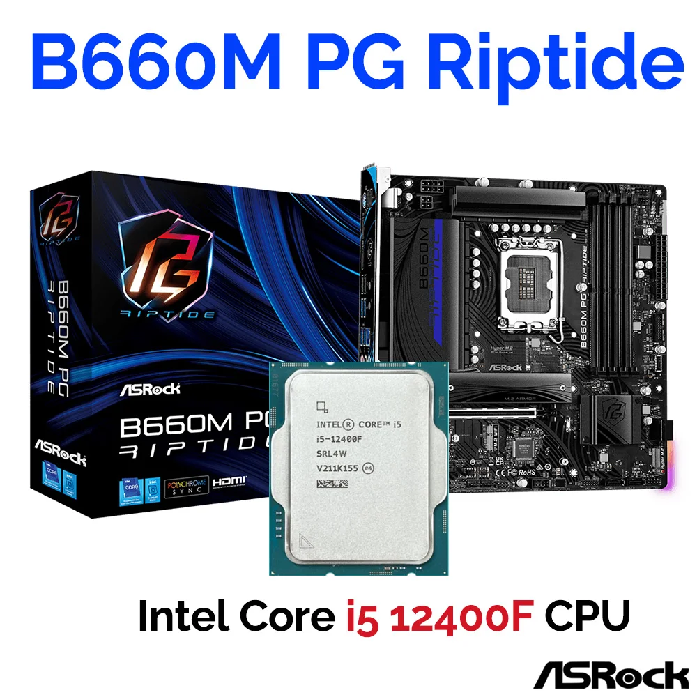 Материнская плата ASRock B660M PG Riptide DDR4 Combo i5 12400F CPU LGA 1700 Intel B660 Mainbaord Kit Intel Core i5 12400F процессор
Материнская плата ASRock B660M PG Riptide DDR4 Combo i5 12400F CPU LGA 1700 Intel B660 Mainbaord Kit Intel Core i5 12400F процессор