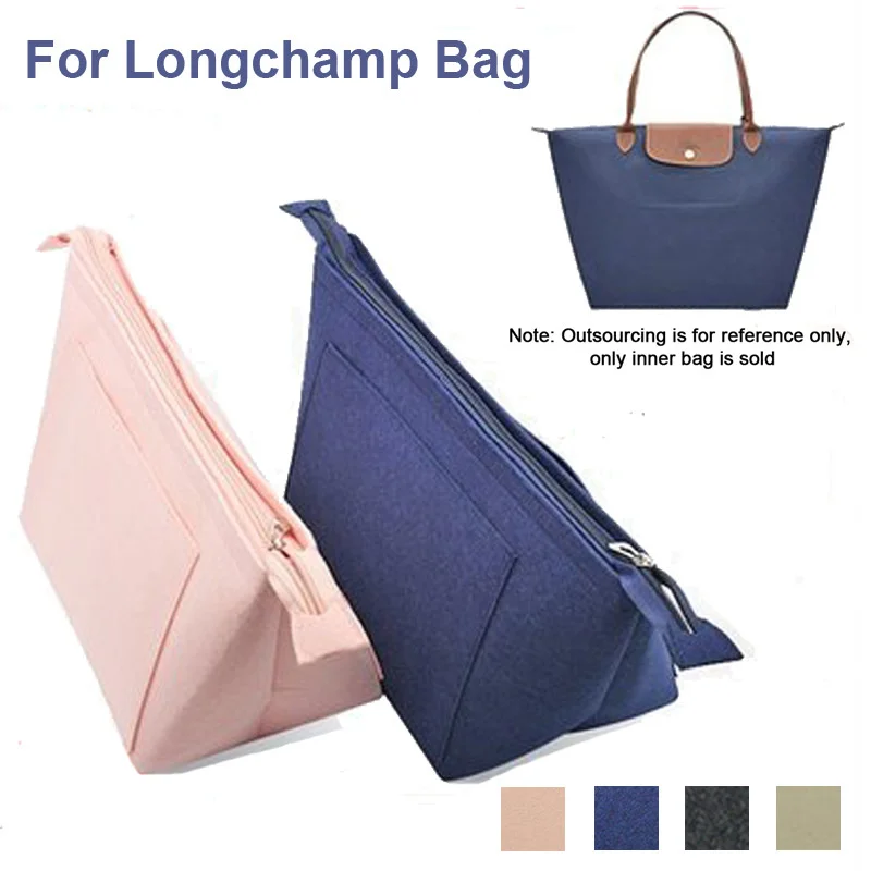 

Women Make Up Organizer Felt Insert Bag with Multiple Pockets Travel Handbag Large Liner Cosmetic Bags Fit Longchamp Bag