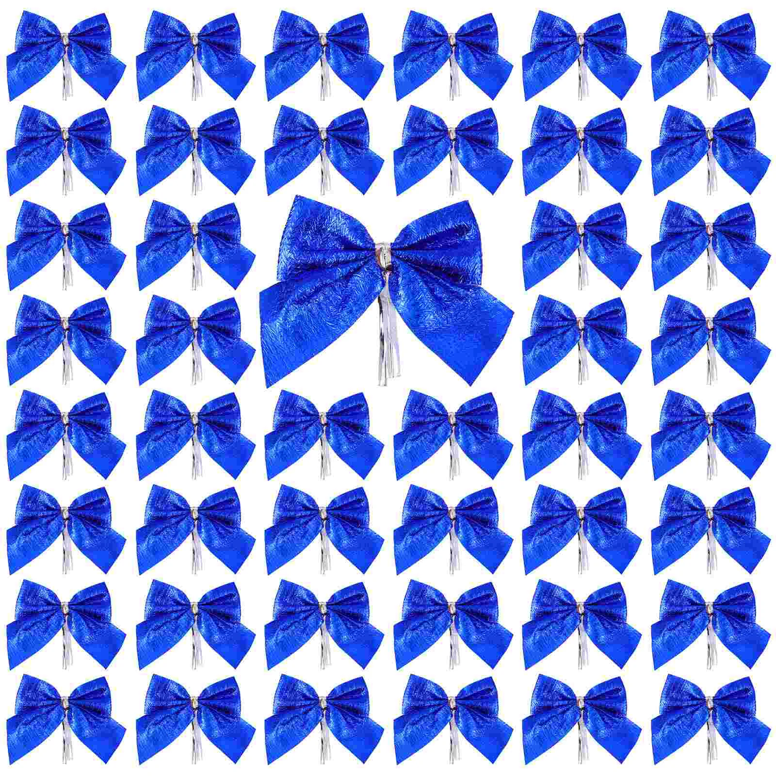 

60pcs Christmas Bows Christmas Tree Bowknots Blue Decorative Bowknot Ornaments for Xmas Gift Wrapping