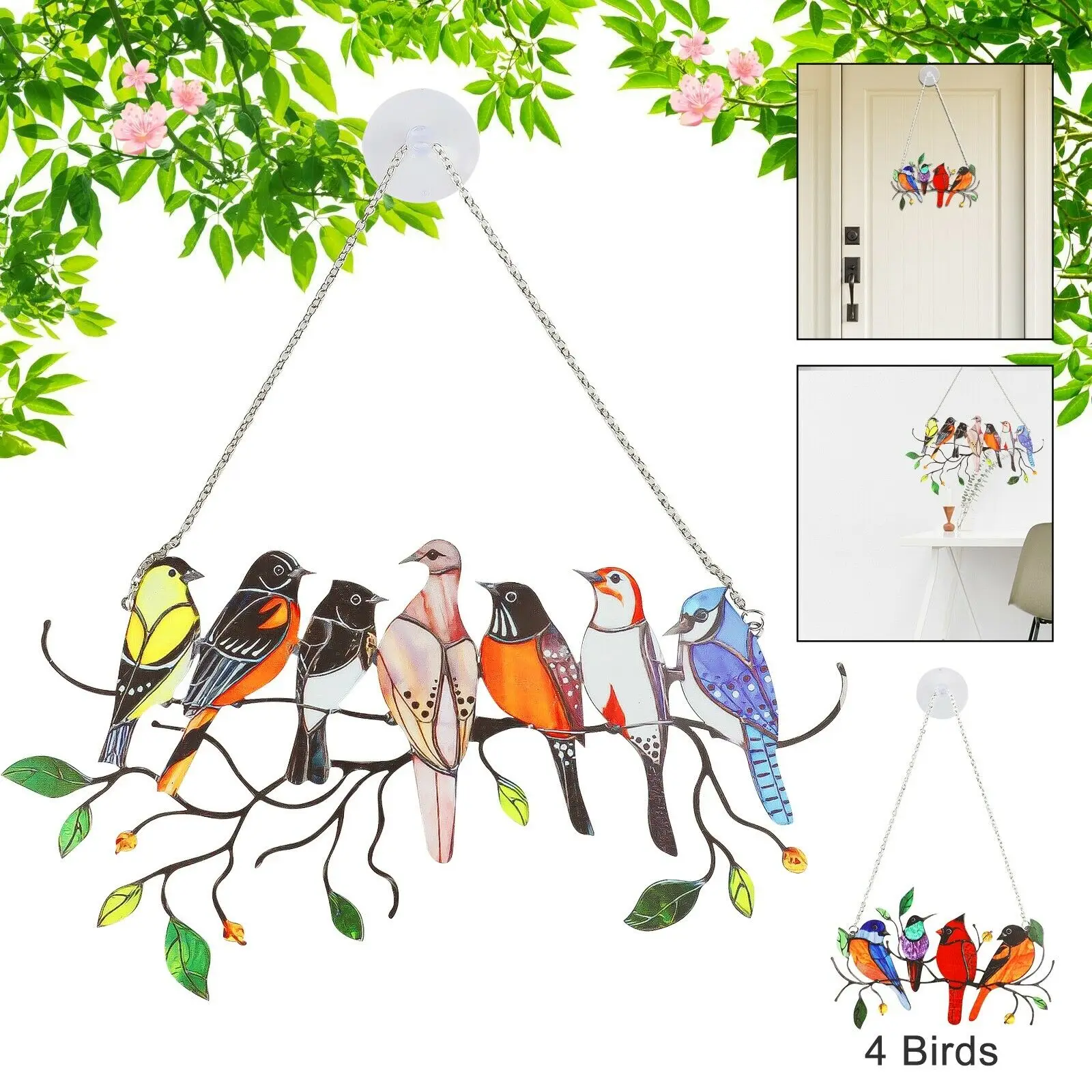 7 Bird Colorful Stained Glass Window Panel Pendant Suncatcher Hanging Home Decor
7 Bird Colorful Stained Glass Window Panel Pendant Suncatcher Hanging Home Decor