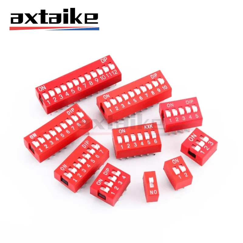 

10PCS 2.54mm Dial switch Slide Type DIP Switch Module 1P 2P 3P 4P 5P 6P 7P 8P 9P 10P Pin Position Way Pitch Red Toggle Switch