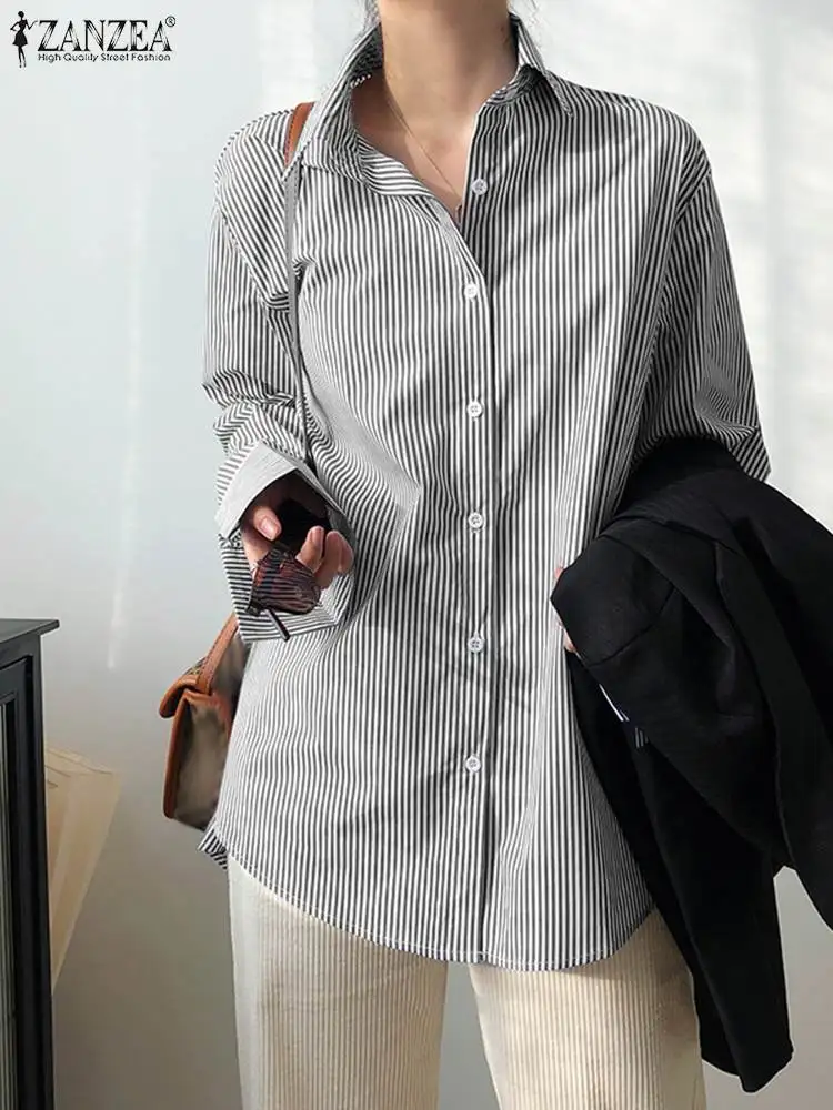 ZANZEA Fashion OL Work Shirt Casual Stripe Printed Blouse Autumn Long Sleeve Lapel Neck Tunic Tops Elegant OL Work Chemise 2023
ZANZEA Fashion OL Work Shirt Casual Stripe Printed Blouse Autumn Long Sleeve Lapel Neck Tunic Tops Elegant OL Work Chemise 2023