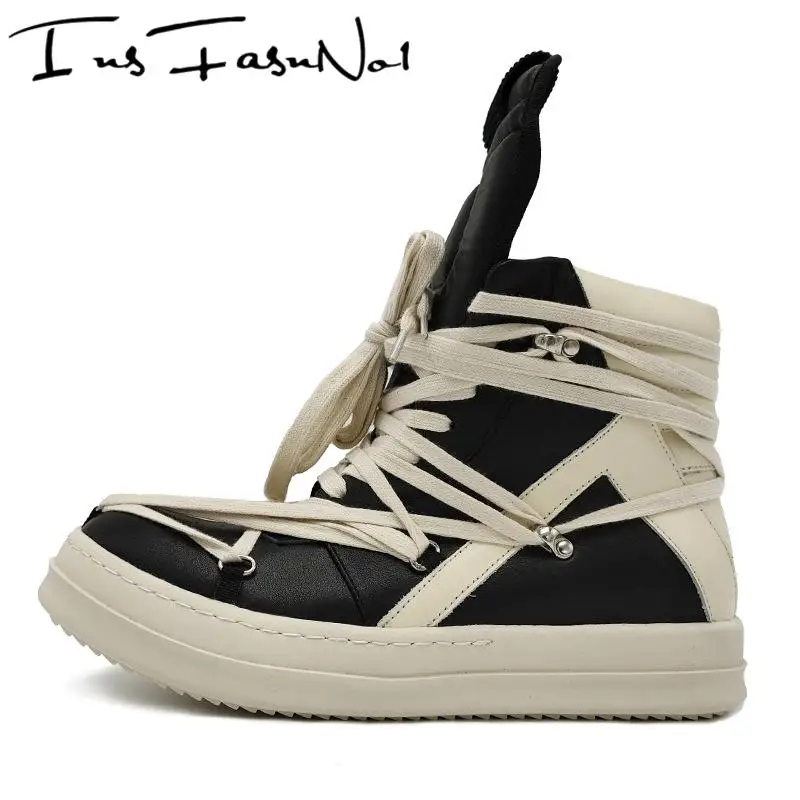 Cross Tied Genuine Leather Men's Sneakers Thick Bottom Casual Punk Sneakers Shoes Ankle Boots Geometric Triangle Cut Sport Shoes
Cross Tied Genuine Leather Men's Sneakers Thick Bottom Casual Punk Sneakers Shoes Ankle Boots Geometric Triangle Cut Sport Shoes